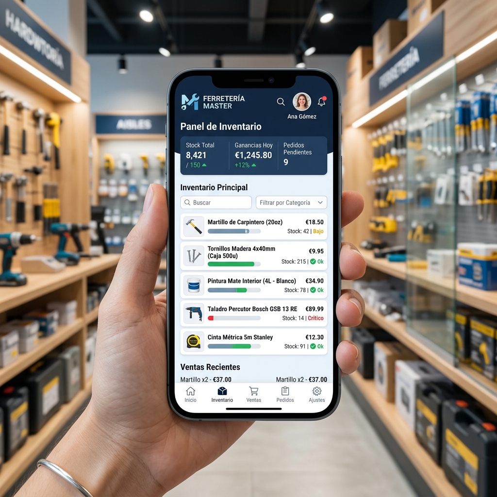Dashboard de gestión de inventario para ferreterías